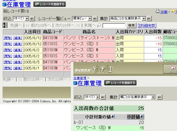 お手軽webデータベース サイボウズ デヂエ 活用ノウハウ 無料サンプルライブラリー 在庫管理